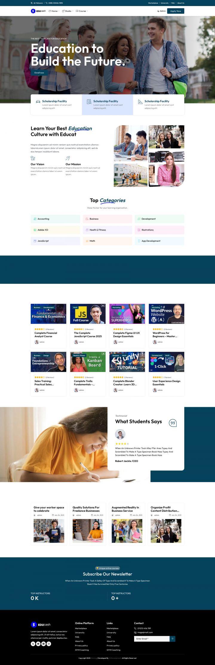 WordPress шаблон ThemeForest Educash