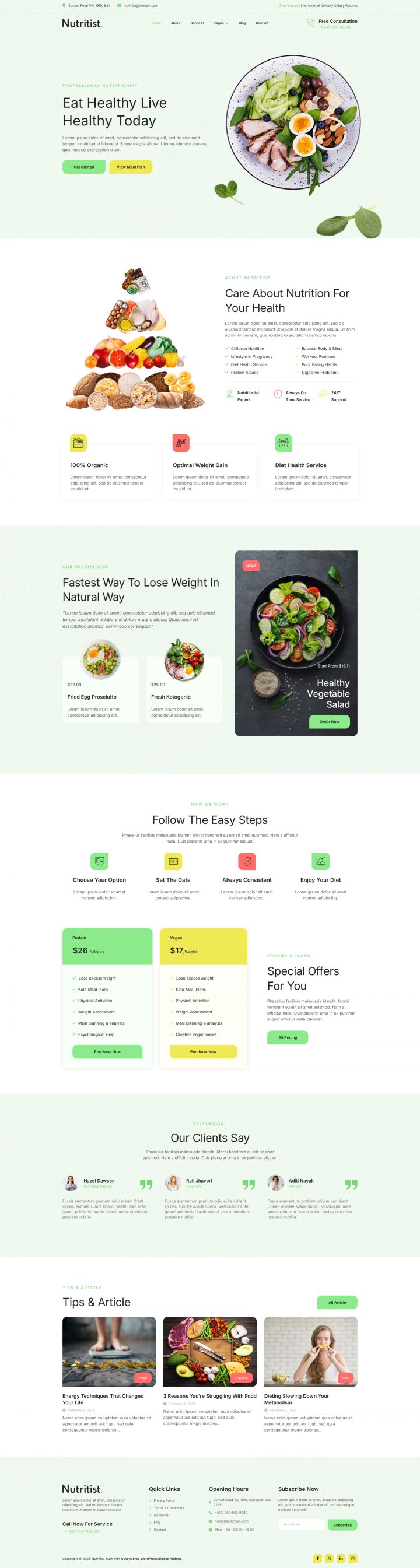 WordPress шаблон ThemeForest Nutritist