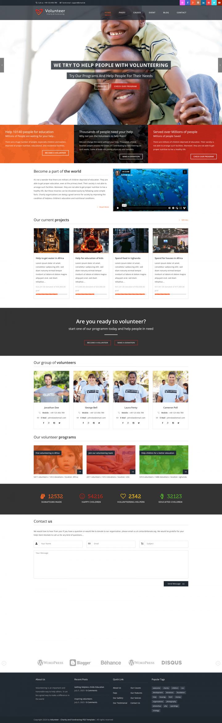 WordPress шаблон ThemeForest Volunteer