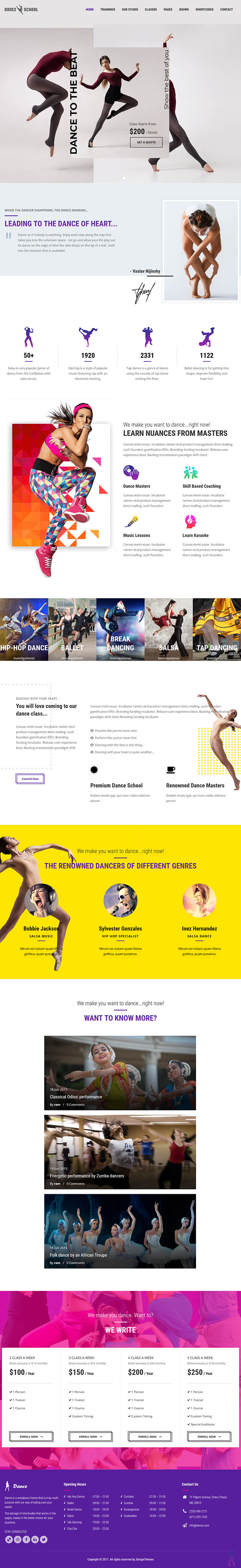 WordPress шаблон ThemeForest Dance School