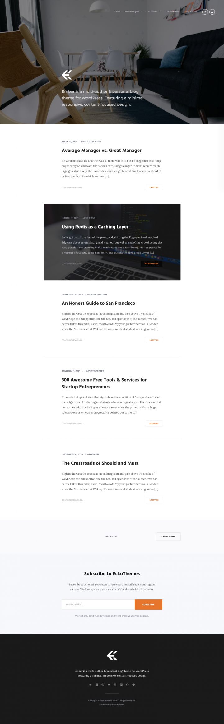 WordPress шаблон ThemeForest Ember