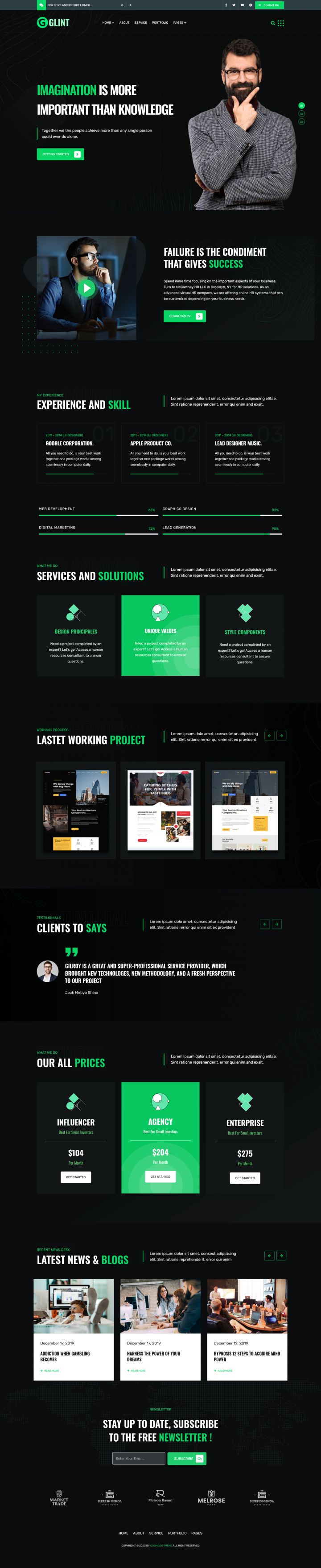 WordPress шаблон ThemeForest Glint