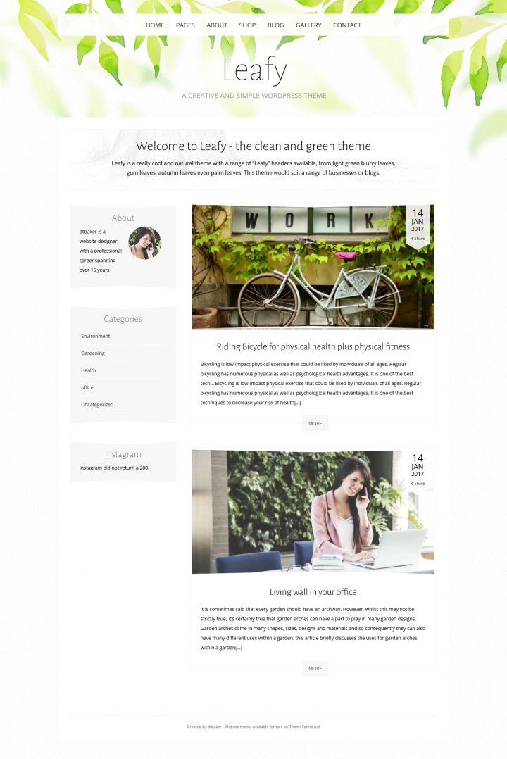 WordPress шаблон ThemeForest Leafy