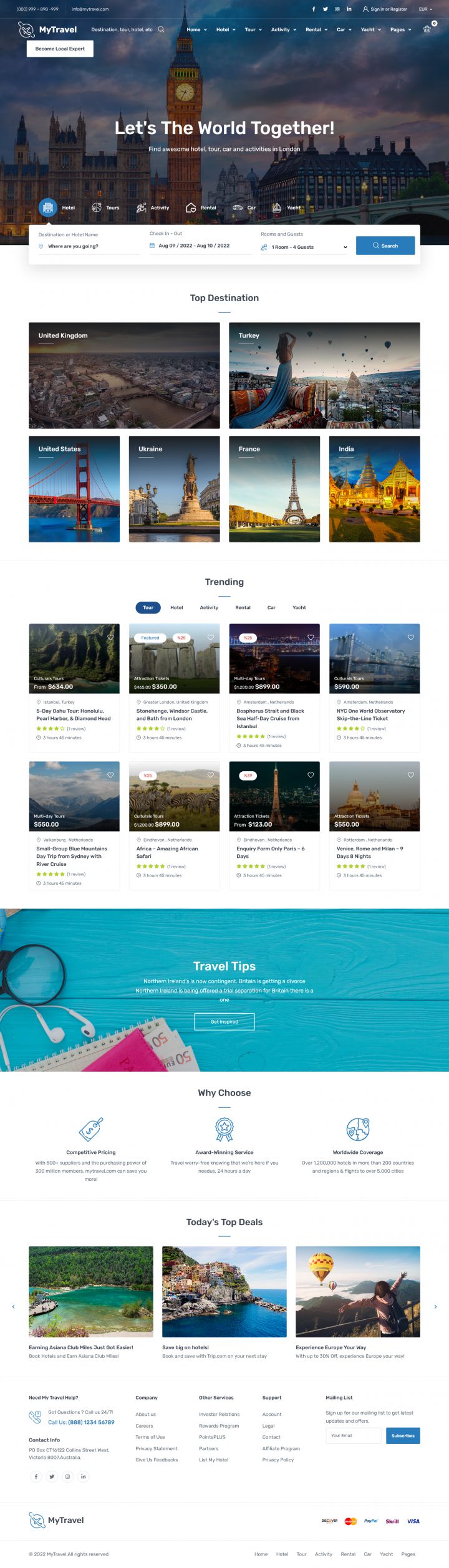 WordPress шаблон ThemeForest MyTravel