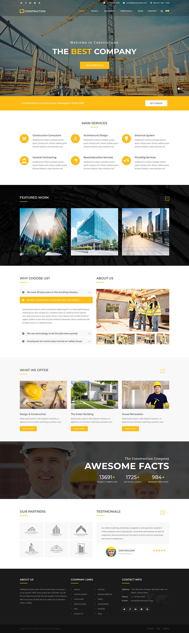 WordPress шаблон ThemeForest Construction