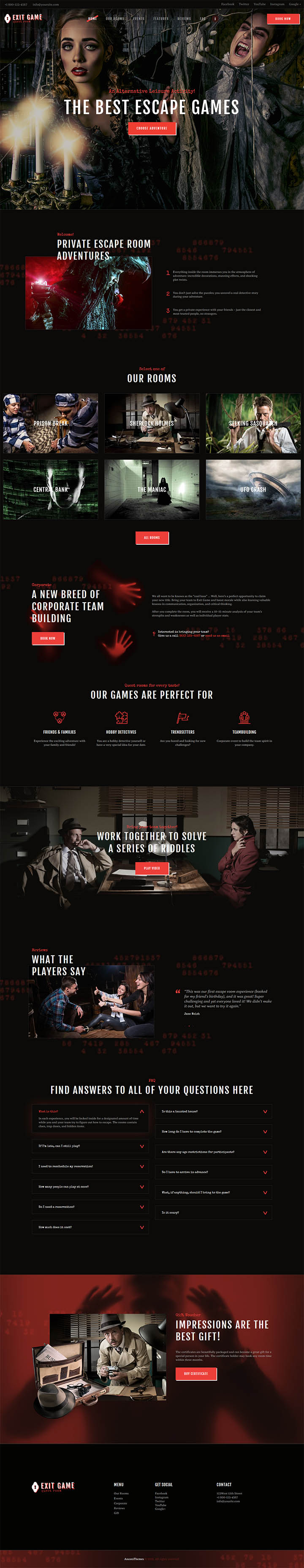 WordPress шаблон ThemeForest Exit Game