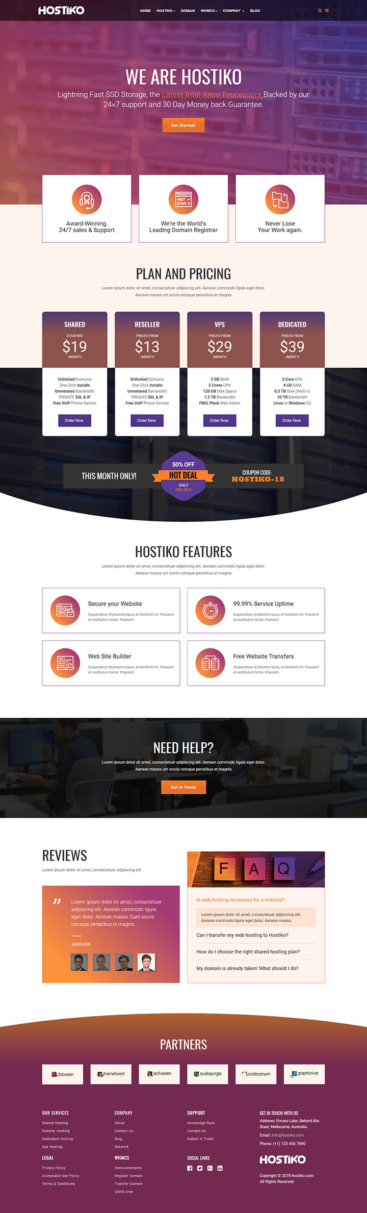 WordPress шаблон ThemeForest Hostiko