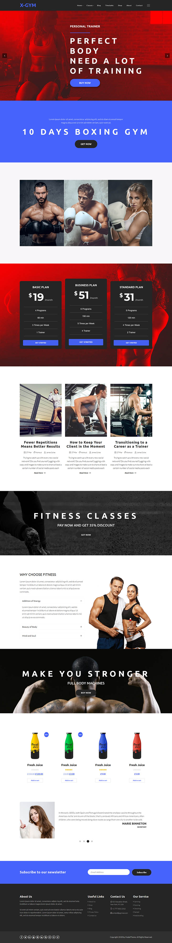 WordPress шаблон ThemeForest X-Gym