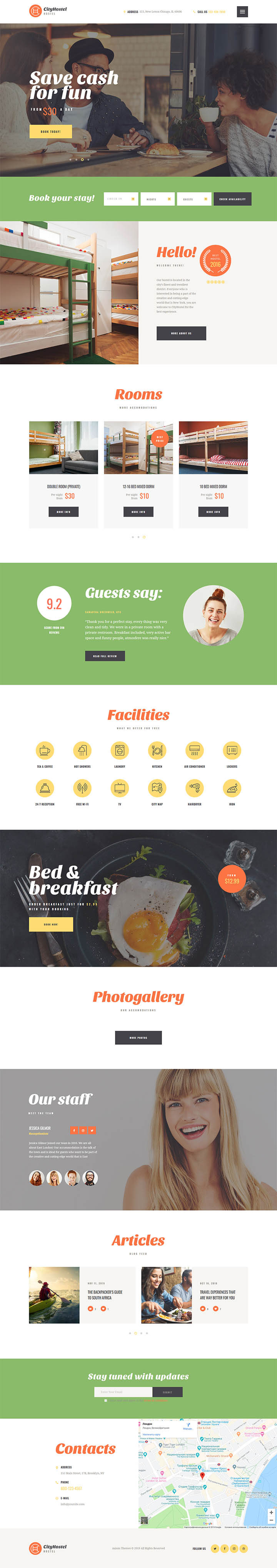 WordPress шаблон ThemeForest City Hostel