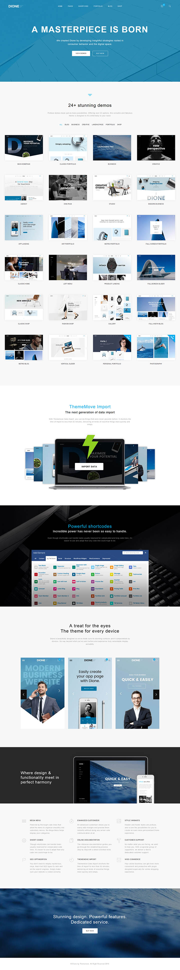 WordPress шаблон ThemeForest Dione