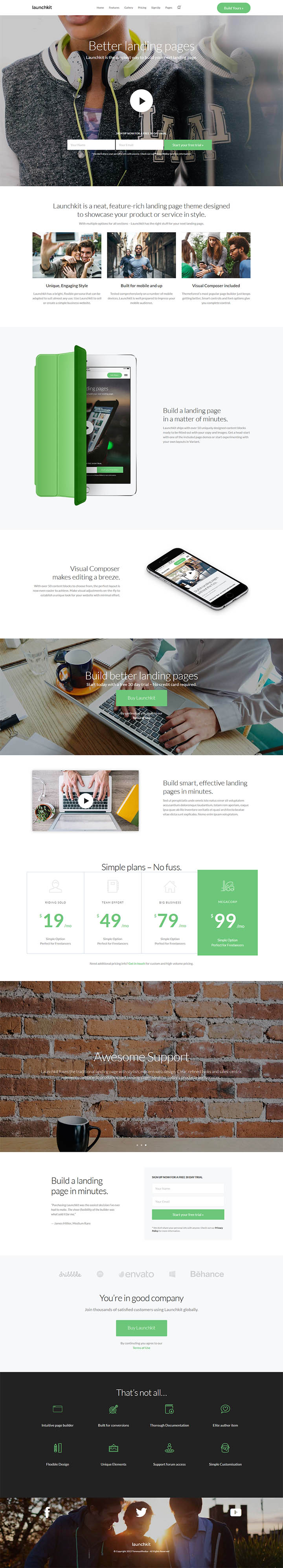 WordPress шаблон ThemeForest Launchkit