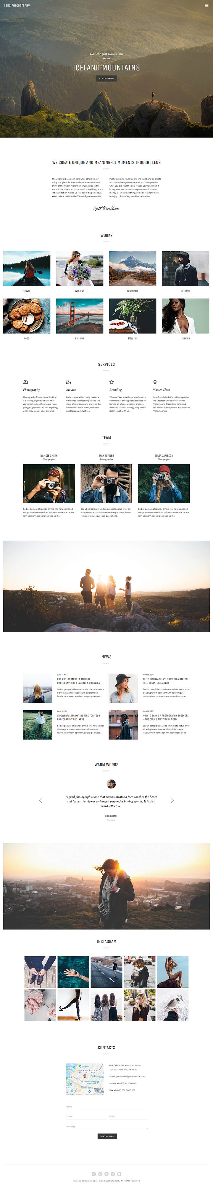 WordPress шаблон ThemeForest Lens Photography