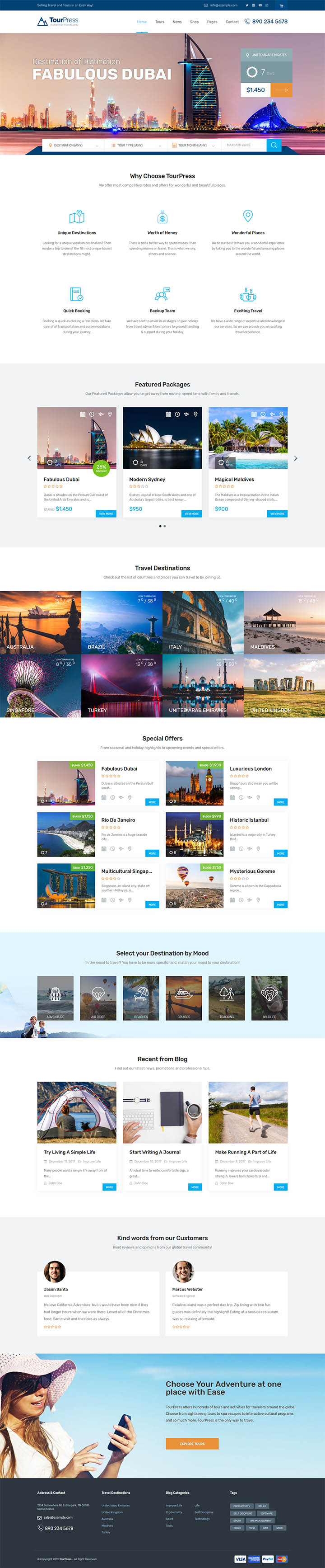 WordPress шаблон ThemeForest TourPress