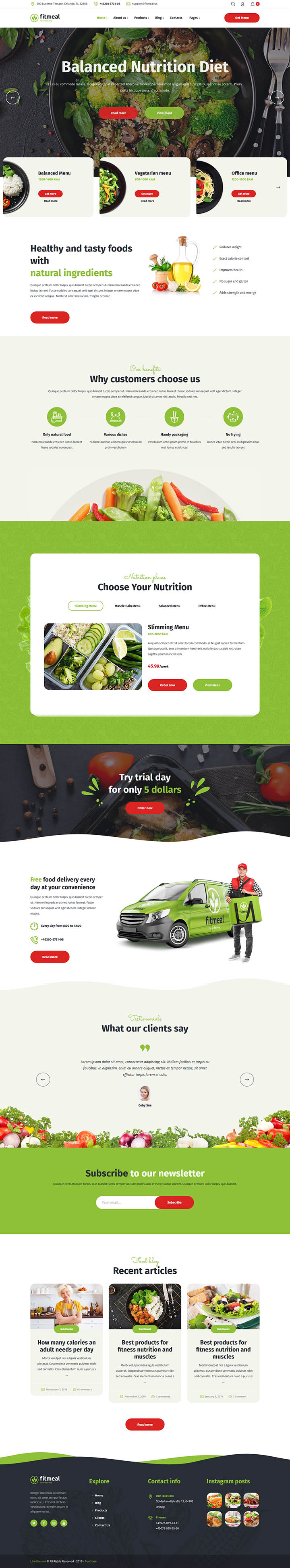 WordPress шаблон ThemeForest Fitmeal