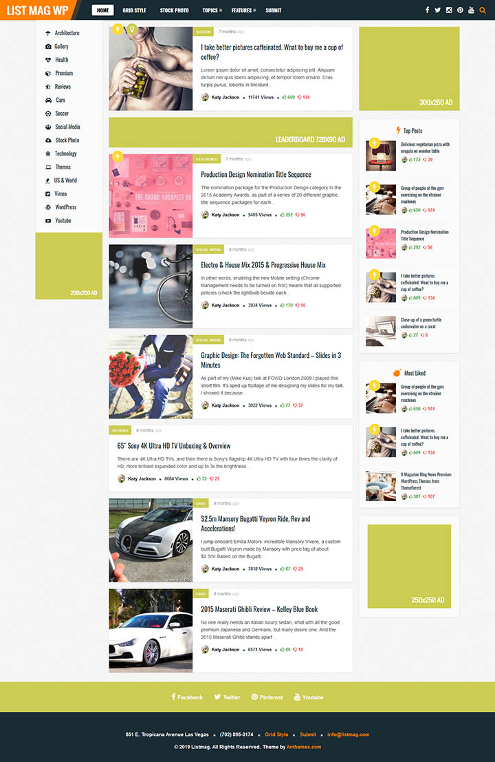 WordPress шаблон ThemeForest List Mag WP