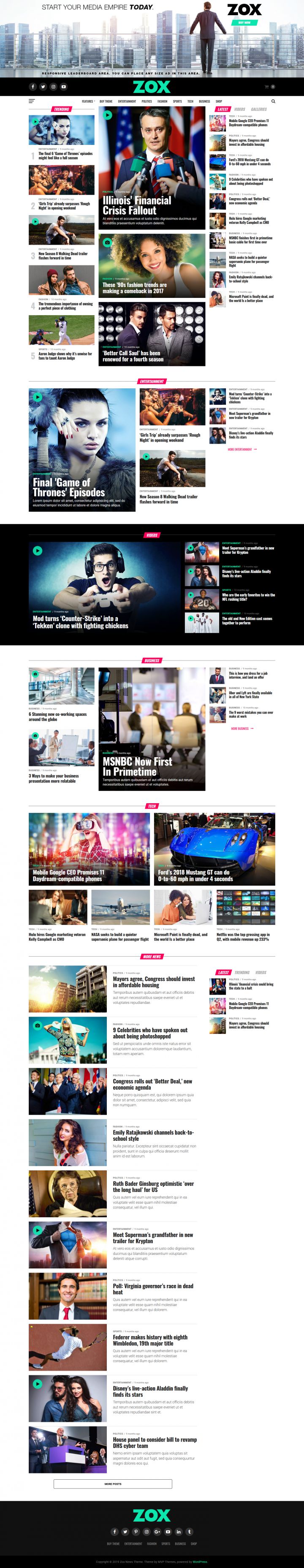 WordPress шаблон ThemeForest Zox News