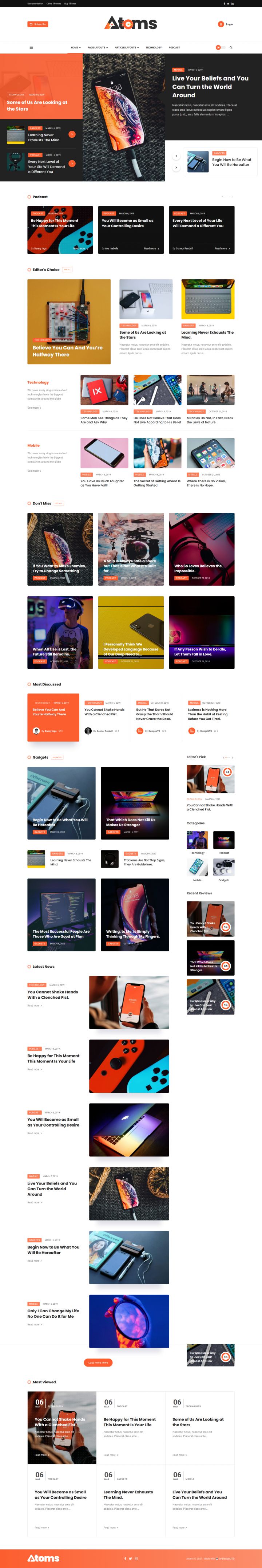 WordPress шаблон ThemeForest Atoms