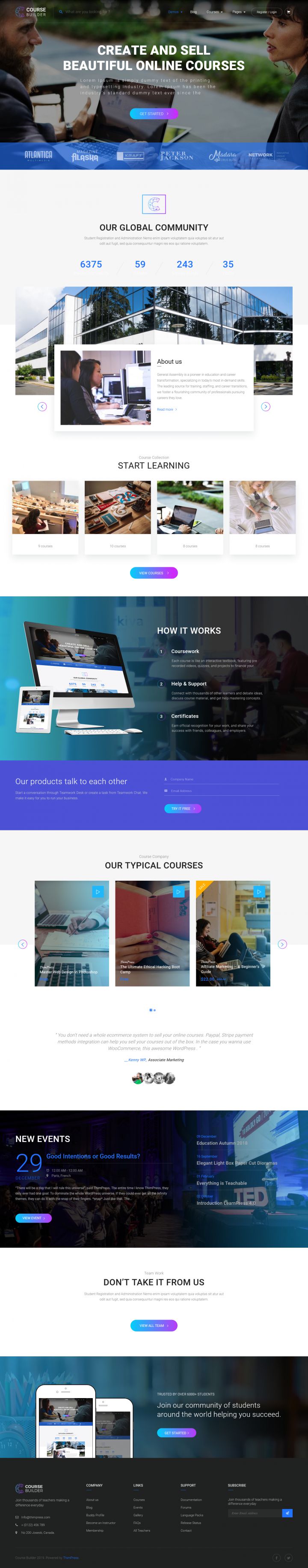 WordPress шаблон ThemeForest Course Builder