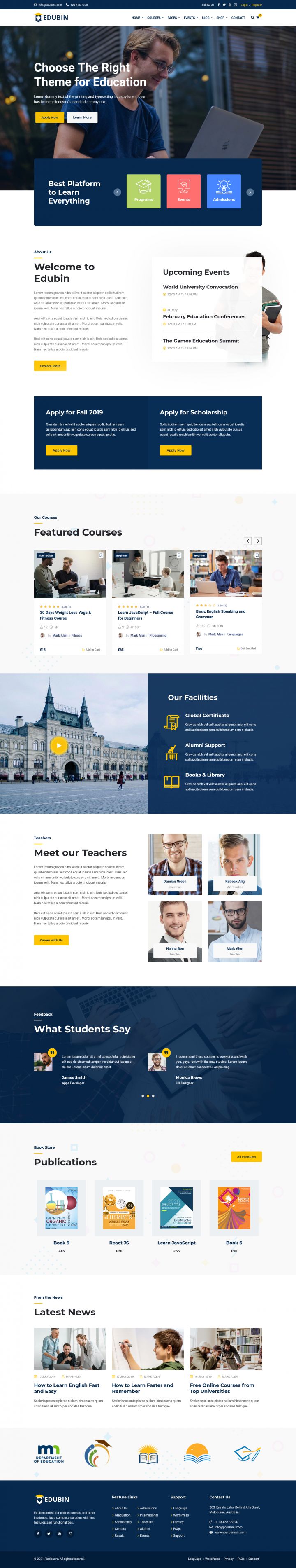 WordPress шаблон ThemeForest Edubin