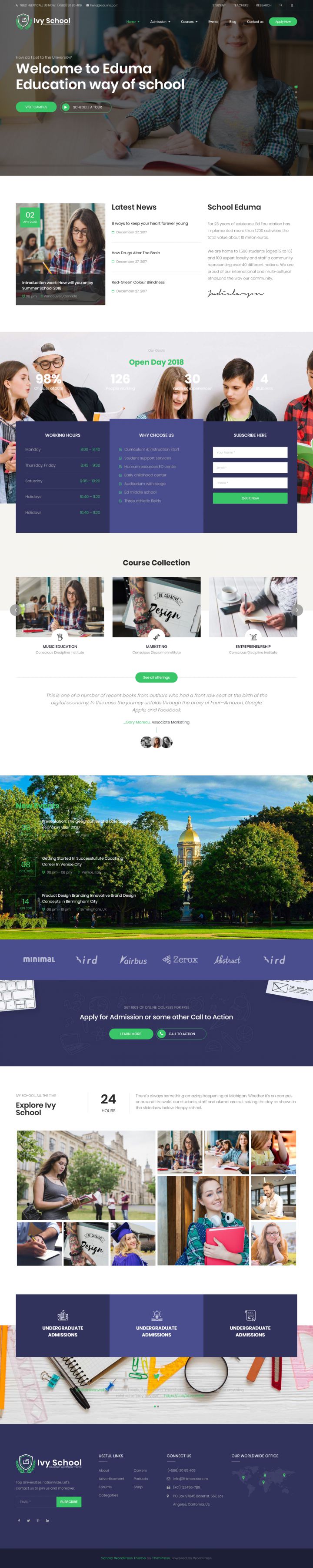 WordPress шаблон ThemeForest Ivy School