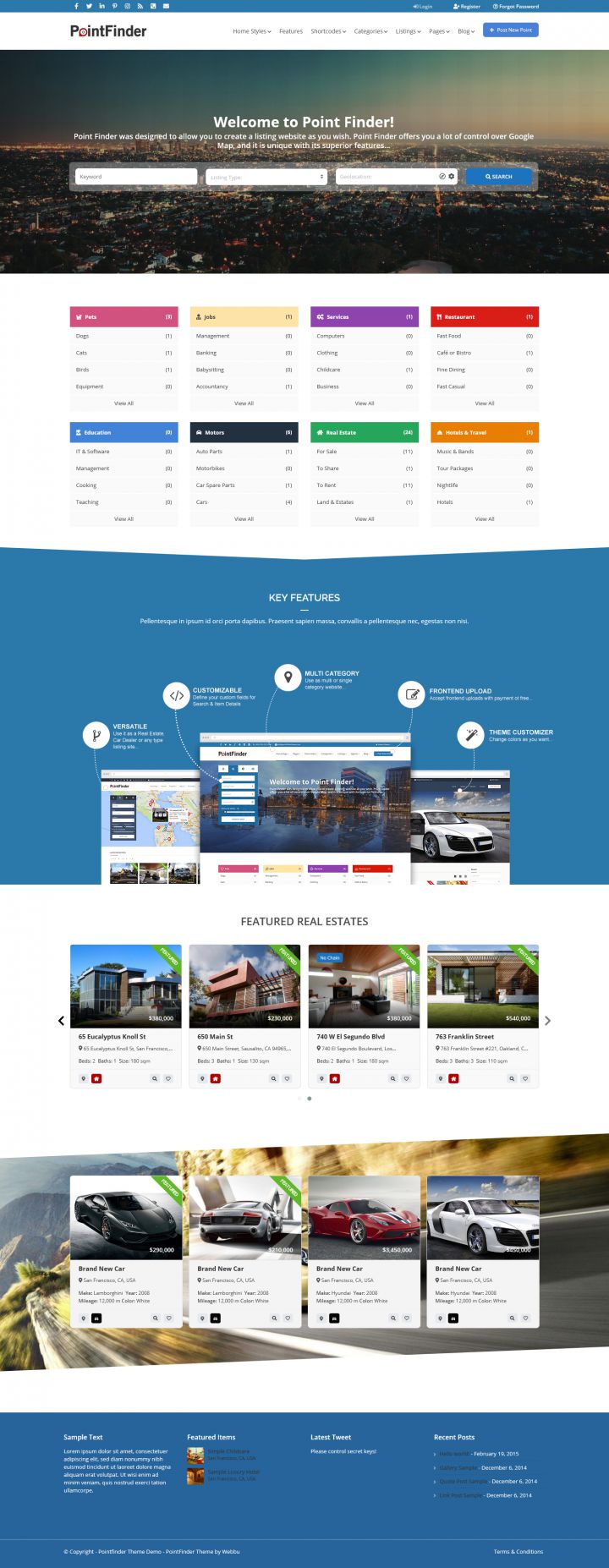 WordPress шаблон ThemeForest PointFinder