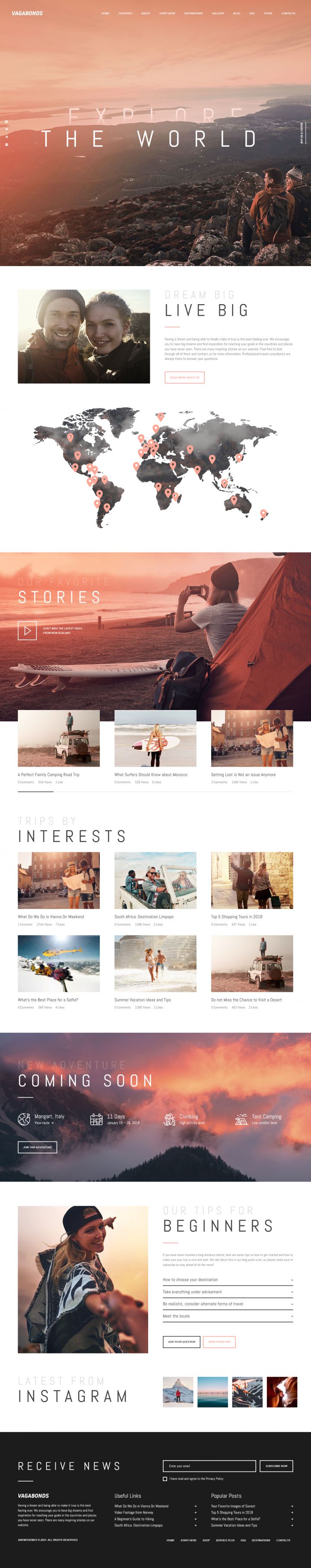 WordPress шаблон ThemeForest Vagabonds