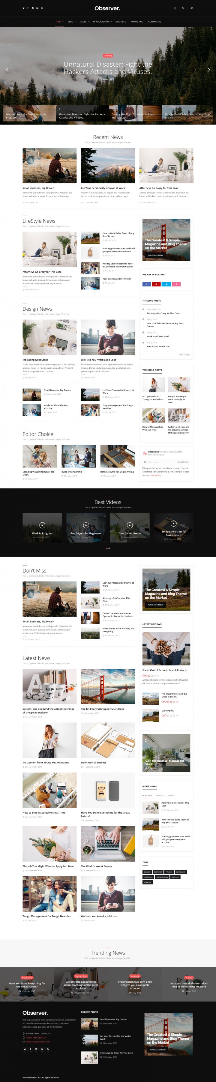 WordPress шаблон ThemeForest Daily Observer