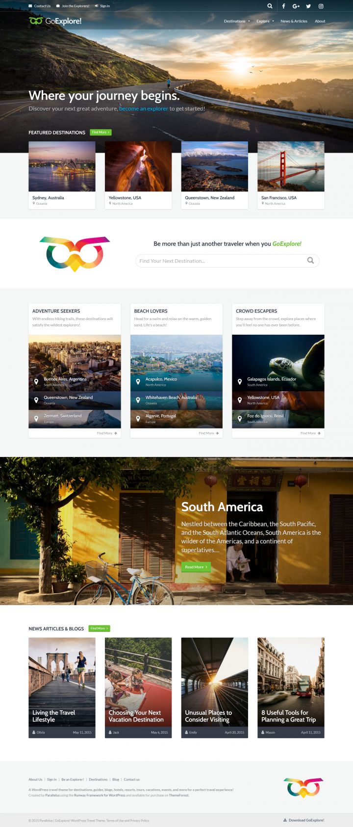 WordPress шаблон ThemeForest GoExplore