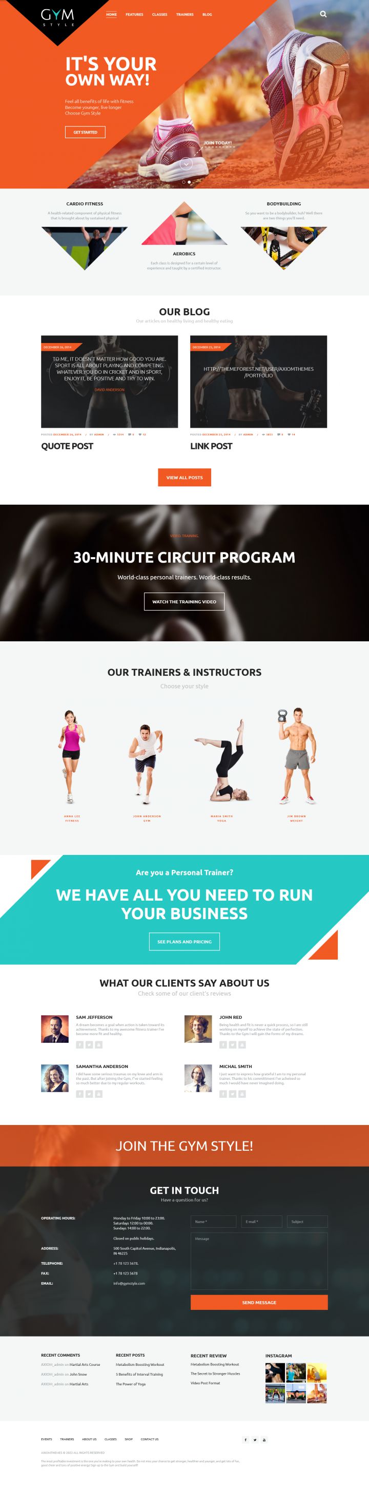 WordPress шаблон ThemeForest GYM