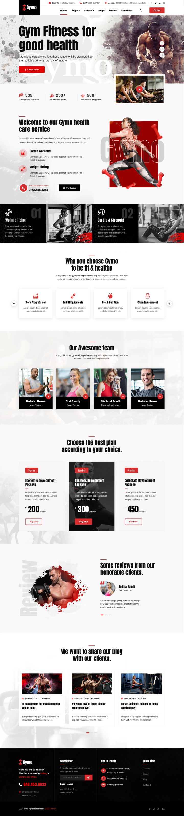 WordPress шаблон ThemeForest Gymo