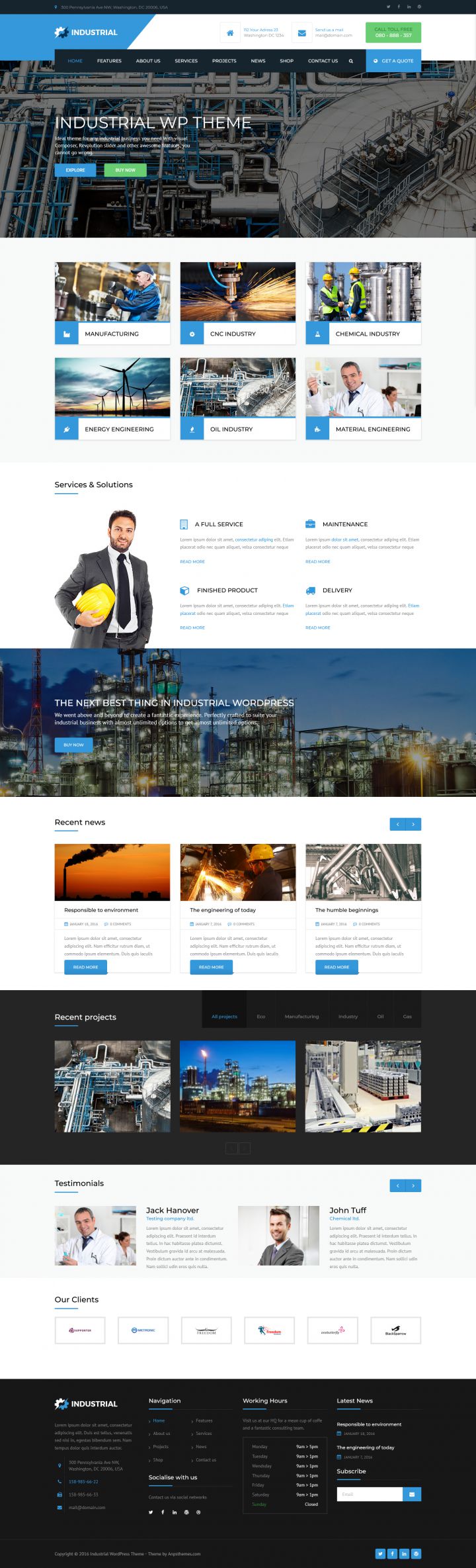 WordPress шаблон ThemeForest Industrial