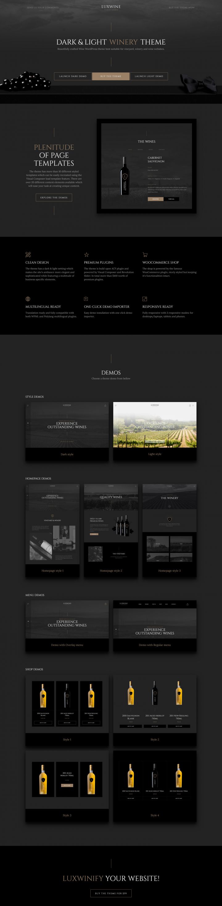 WordPress шаблон ThemeForest Luxwine