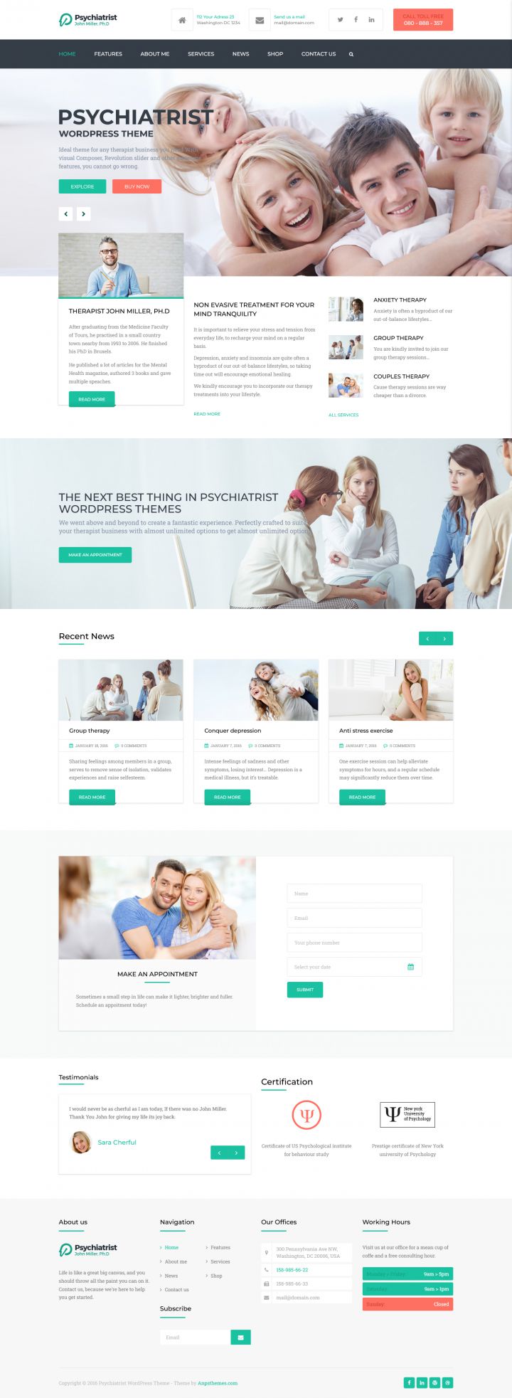 WordPress шаблон ThemeForest Psychiatrist