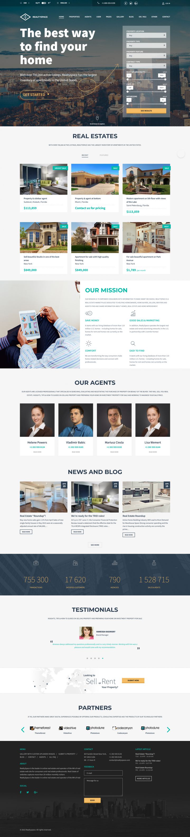 WordPress шаблон ThemeForest Realtyspace