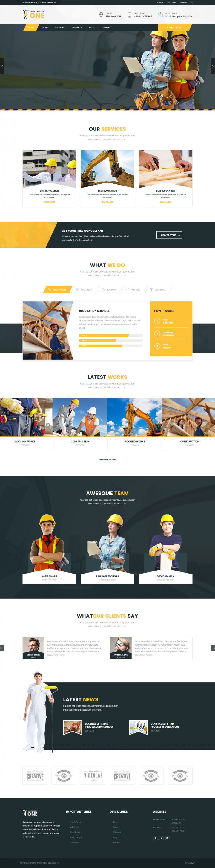 WordPress шаблон ThemeForest Construction One