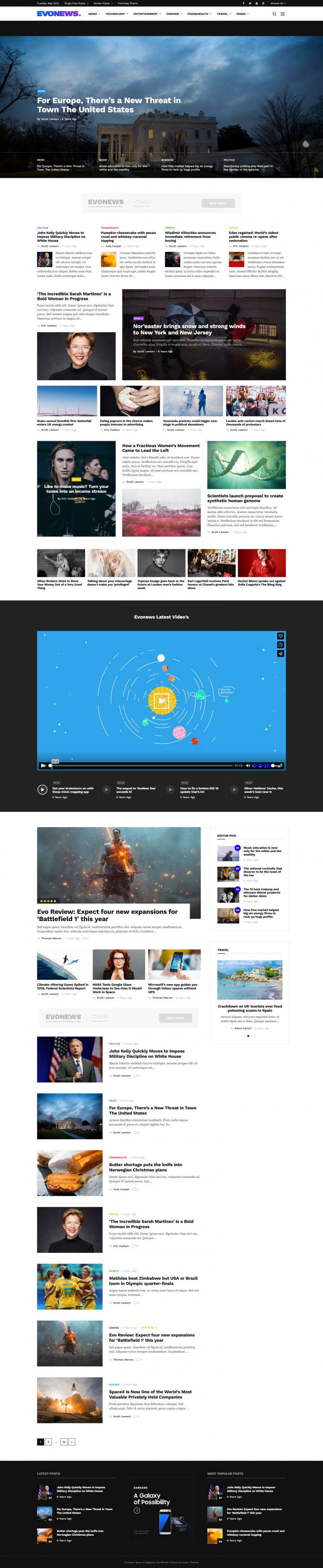 WordPress шаблон ThemeForest Evonews