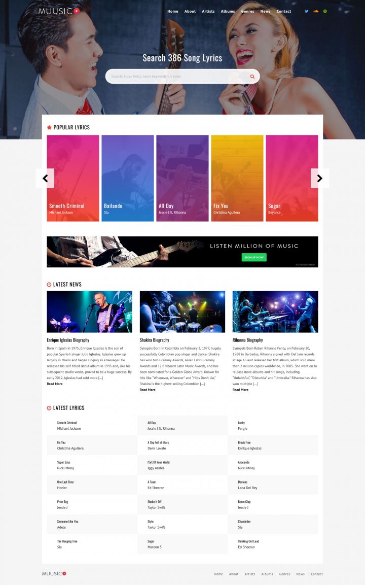 WordPress шаблон ThemeForest Muusico