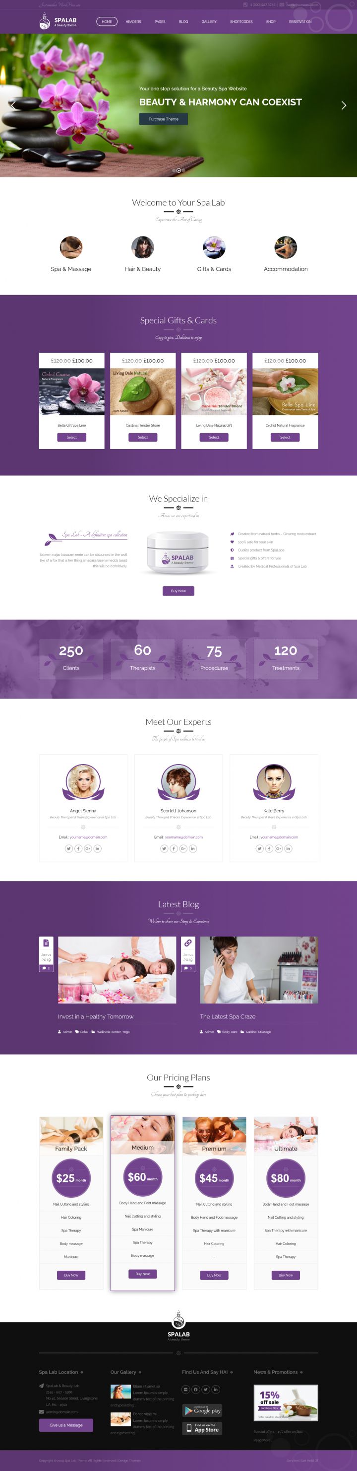 WordPress шаблон ThemeForest Spa Lab