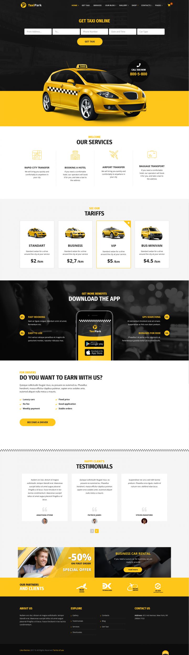 WordPress шаблон ThemeForest TaxiPark