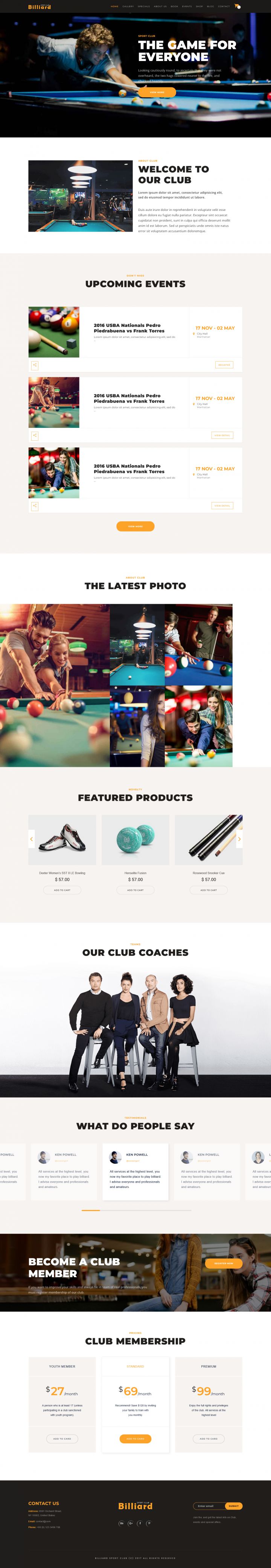 WordPress шаблон ThemeForest Billiard