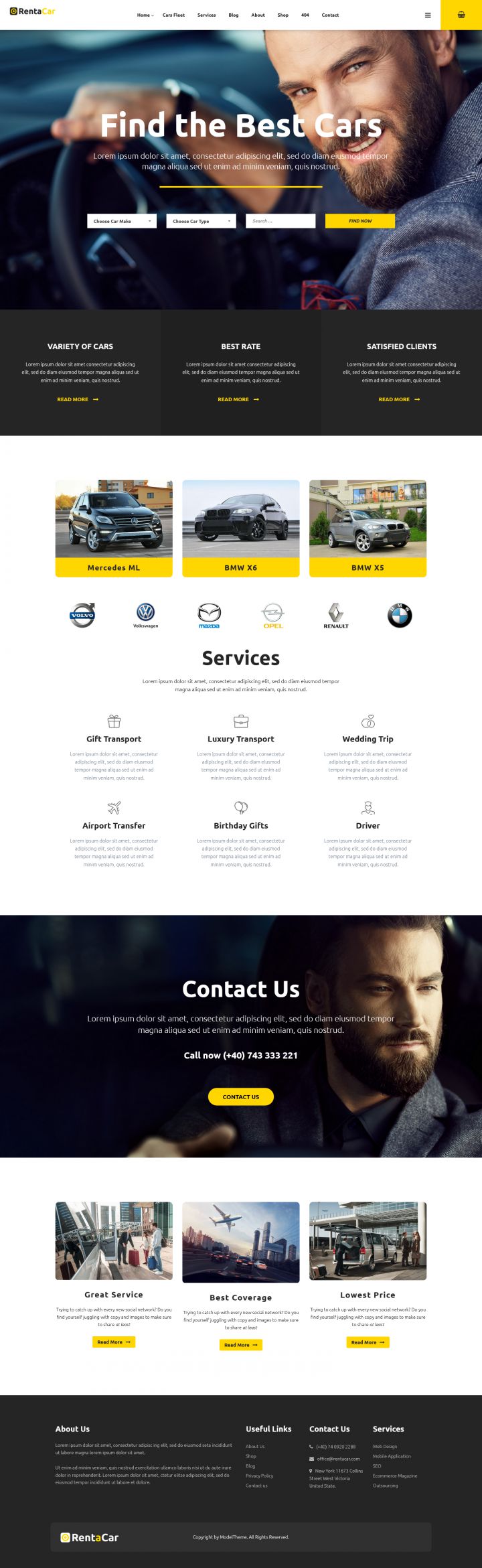 WordPress шаблон ThemeForest Rentacar