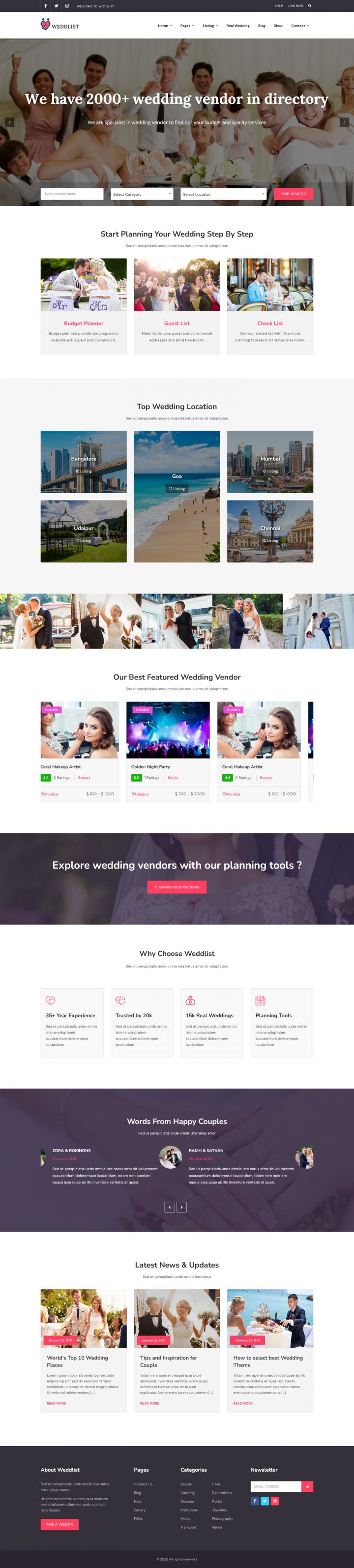 WordPress шаблон ThemeForest Weddlist