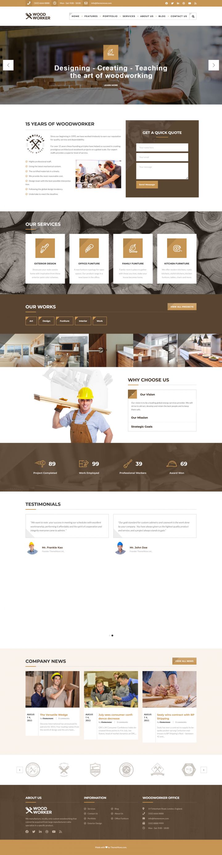 WordPress шаблон ThemeForest WoodWorker