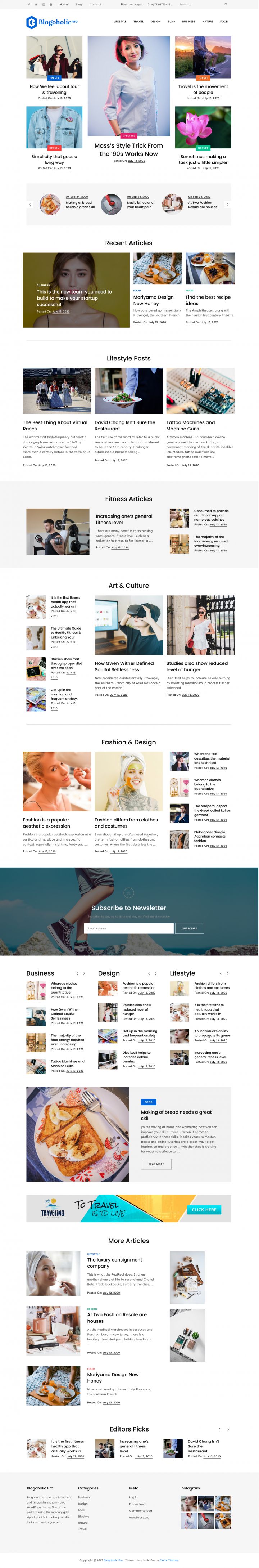 WordPress шаблон Theme Palace Blogoholic Pro