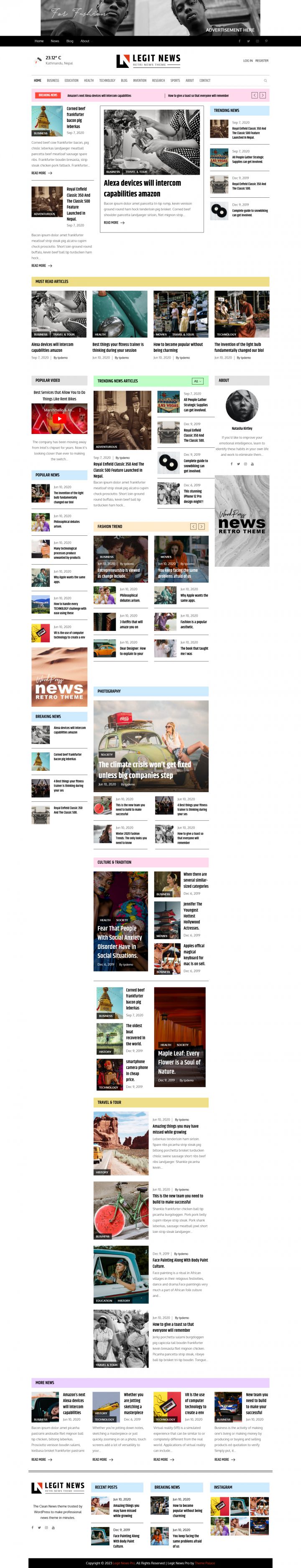 WordPress шаблон Theme Palace Legit News Pro