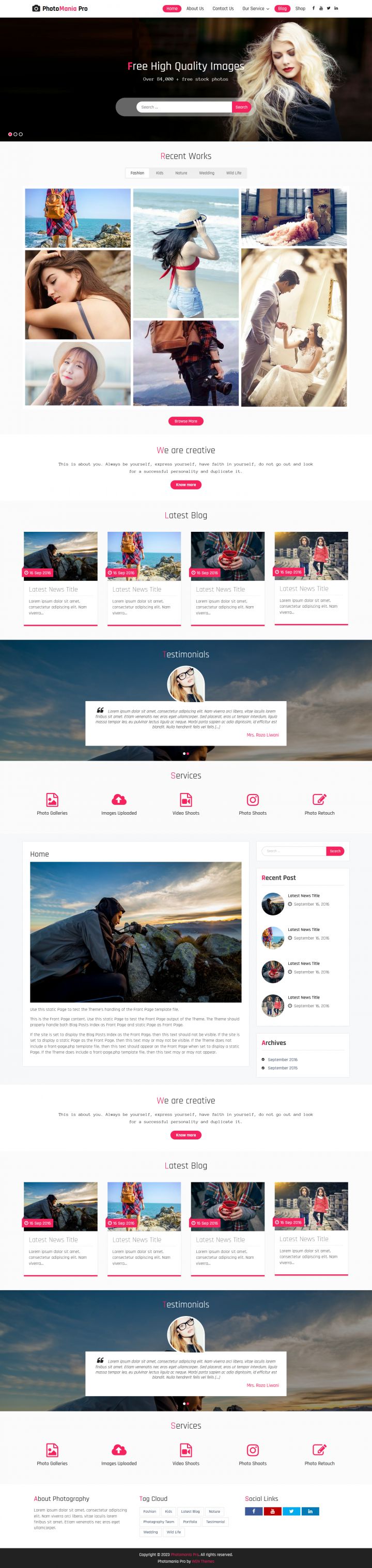WordPress шаблон Theme Palace Photomania Pro