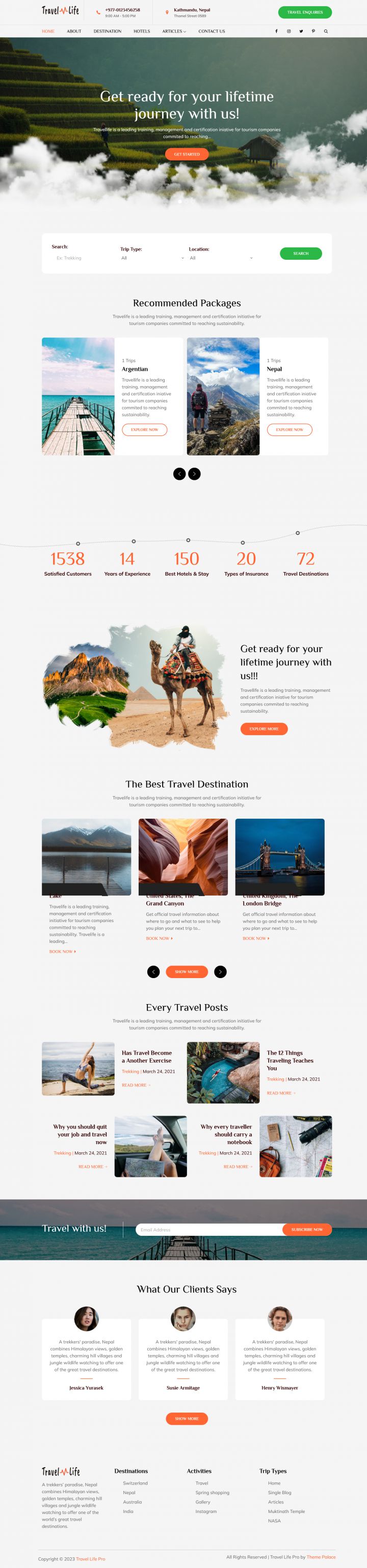 WordPress шаблон Theme Palace Travel Life Pro