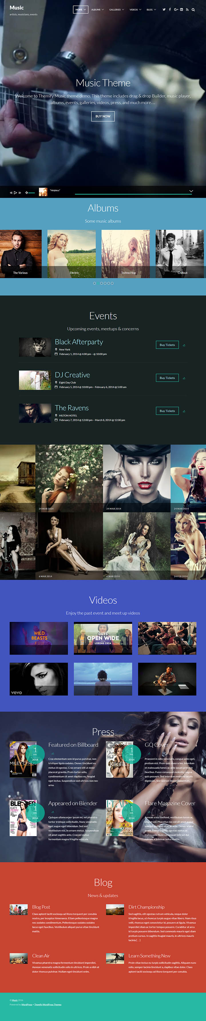 WordPress шаблон Themify Music