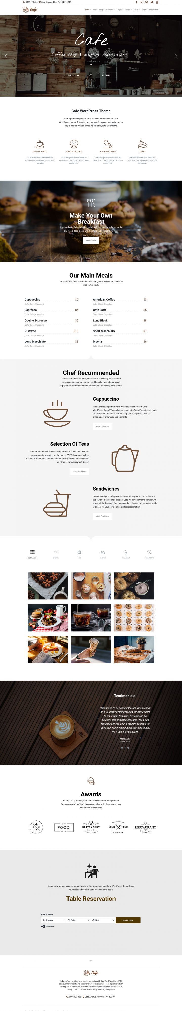 WordPress шаблон Visualmodo Cafe