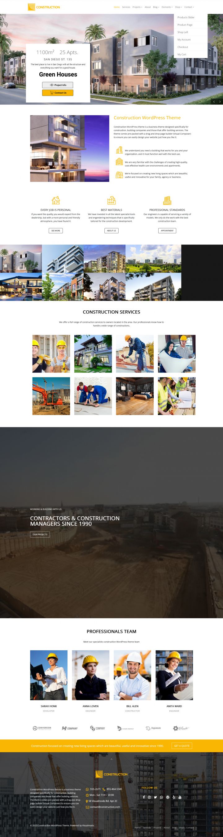 WordPress шаблон Visualmodo Construction